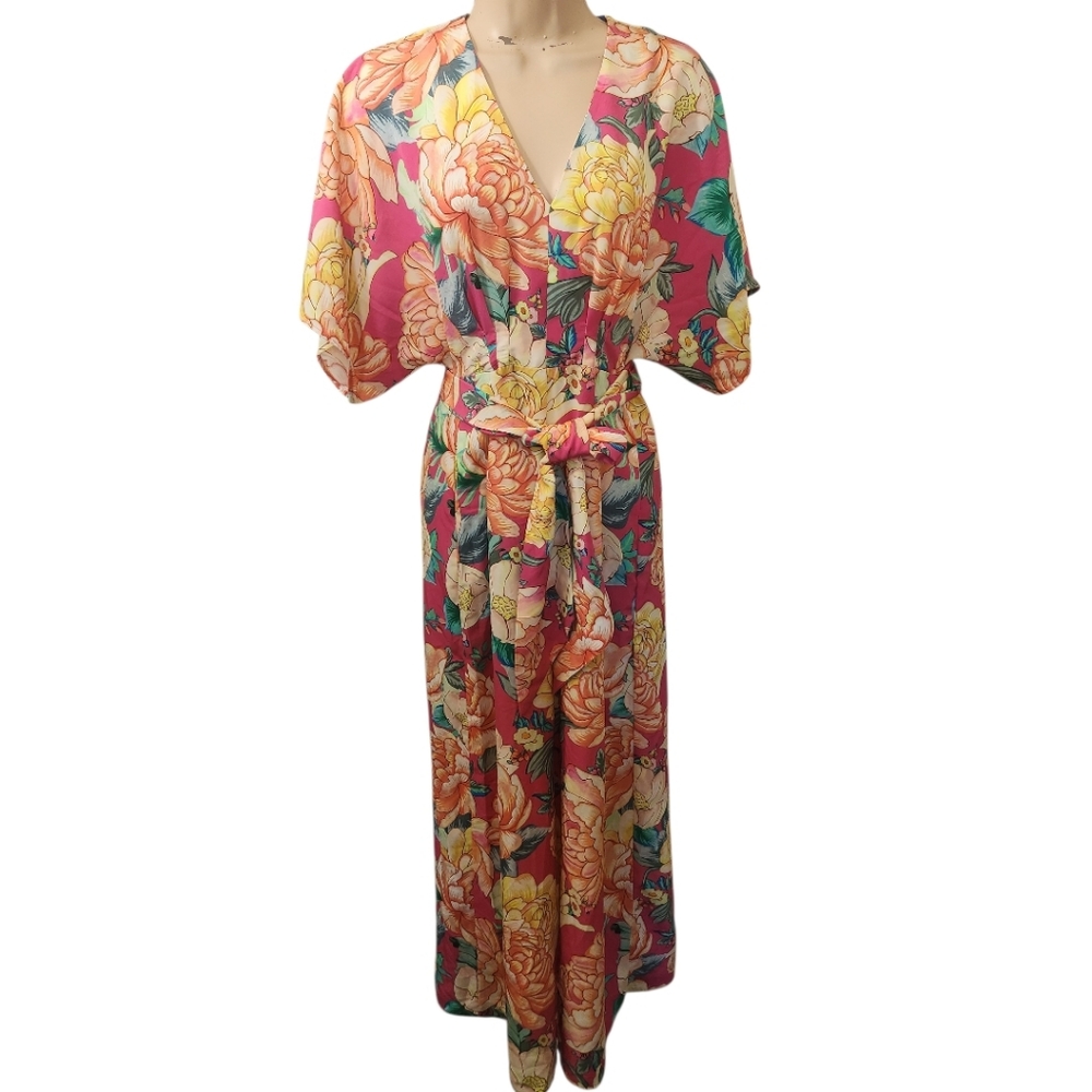 FARM RIO 'Eulalie' Floral Print Wide Leg Jumpsuit - Size XS - Picture 4 of 16